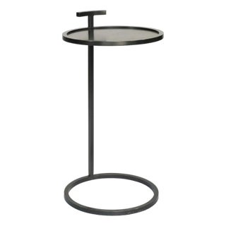 Steel Occasional Round Side or Drink Table With Bronze Finish For Sale
