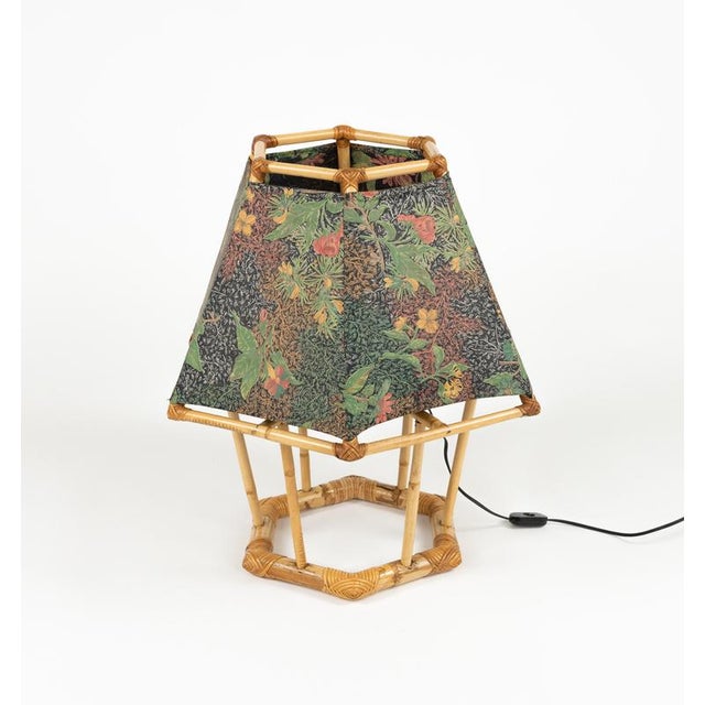 Midcentury Modern Table Lamp in Rattan and Bamboo, 1970s For Sale - Image 6 of 15