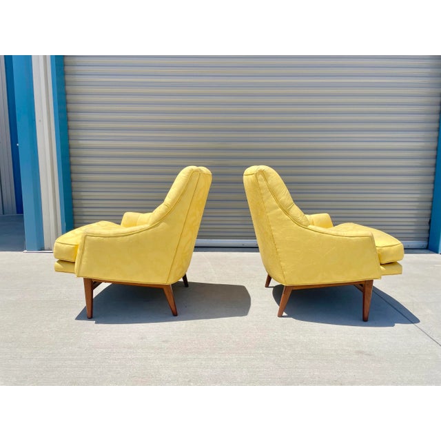 Wood Mid-Century Tufted Walnut Lounge Chairs Styled After Monteverdi Young- A Pair For Sale - Image 7 of 13