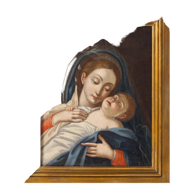 Follower of Giovan Battista Salvi Il Sassoferrato, Madonna with Sleeping Child, Oil on Canvas, Framed For Sale