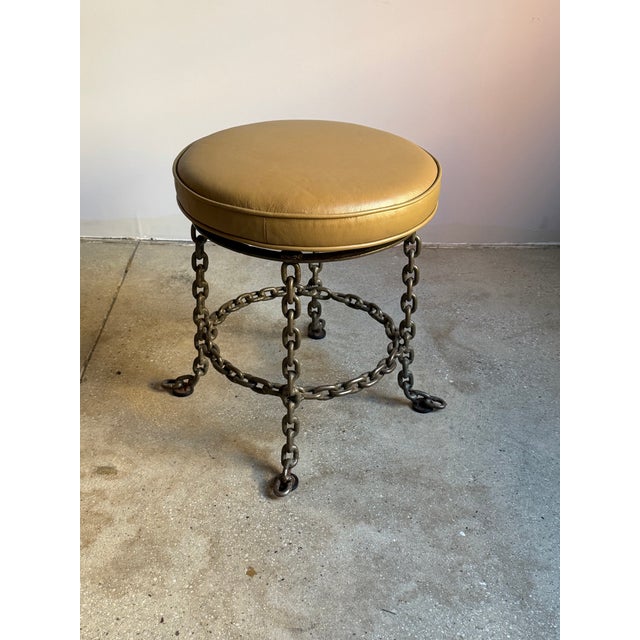 Mid-Century Modern Chain-Link Swivel Stool in the Style of Franz West For Sale - Image 3 of 11