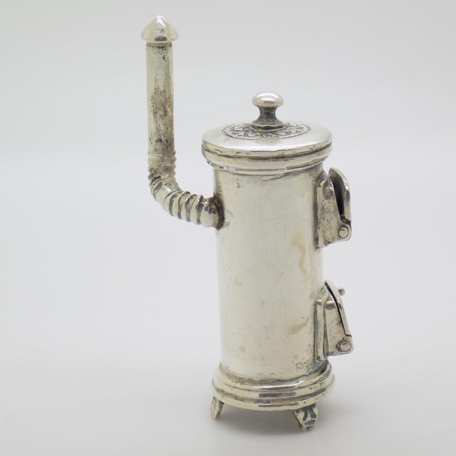 Vintage Italian Handmade Genuine Sterling Silver 925 Wooden Stove Figurine Miniature For Sale - Image 4 of 12