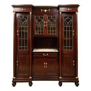 Large 19th Century Empire Mahogany Display Bookcase, 1890s For Sale