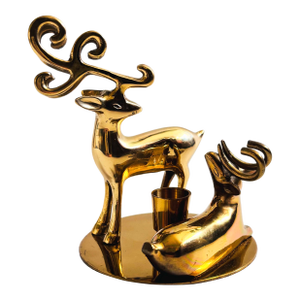 Vintage Brass Deer Candle Holder
