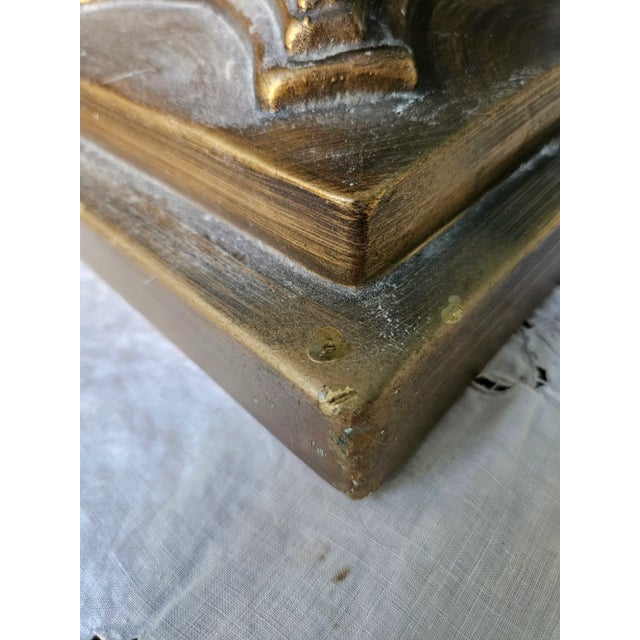 Gilt Porcelain Marble Top Column Pedestal Stand Table For Sale - Image 10 of 10