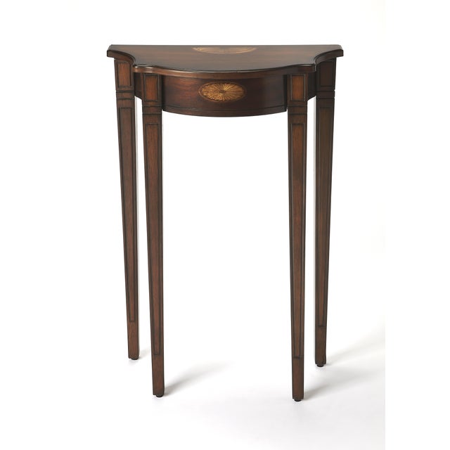 Traditional Chester 20 in. W Demilune Wood Traditional Console Table, Cherry For Sale - Image 3 of 3