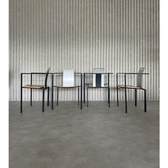 An exceptional set of four architectural armchairs designed by Karl Friedrich Förster for KFF (Karl-Friedrich Förster...