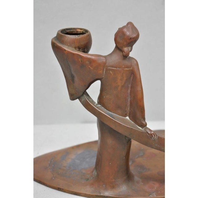 Antique Art Nouveau Austrian Bronze Woman Figural Sculpture Candlestick Holder For Sale - Image 14 of 18