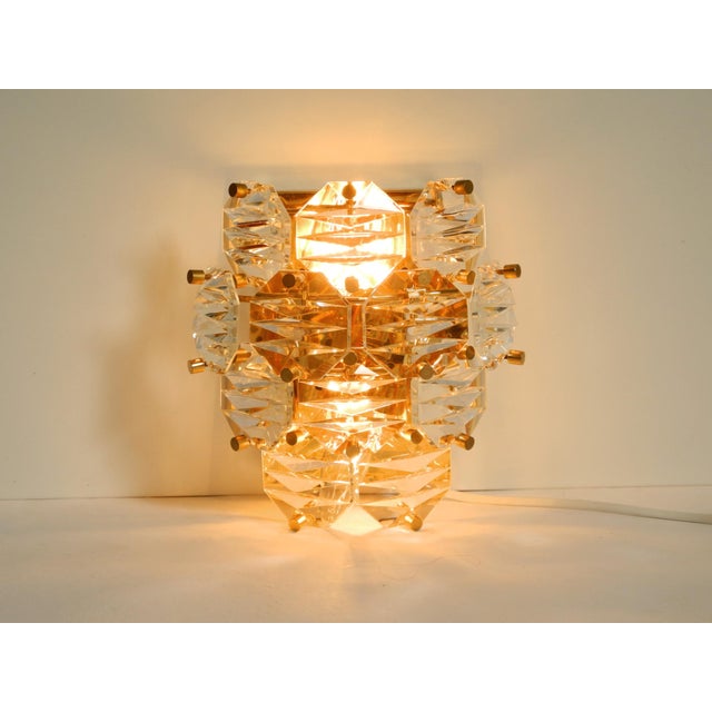 Metal Crystal Glass and Brass Wall Lamp from Kinkeldey, 1960s For Sale - Image 7 of 18