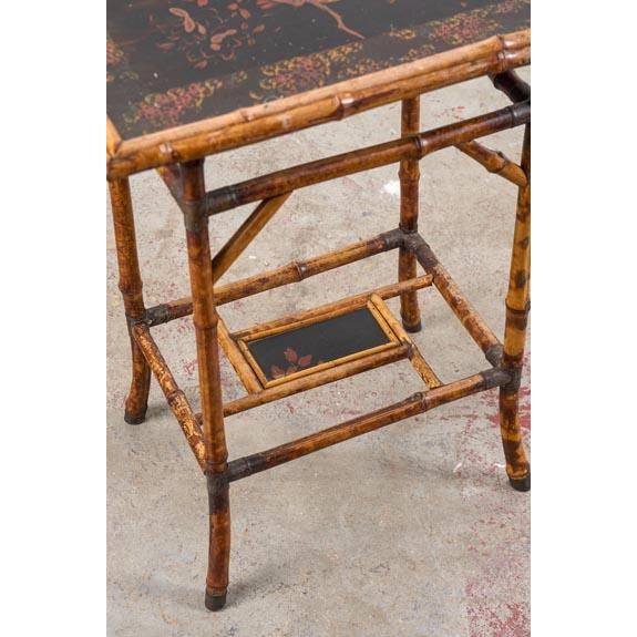 19th Century Bamboo Side Table With Lacquered Top For Sale - Image 4 of 7