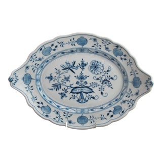 Meissen Porcelain Blue Onion 17" Oval Serving Platter Under Plate for Tureen For Sale