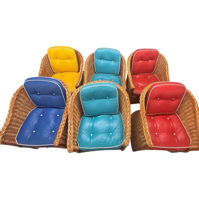 6 Vintage McGuire Wicker Chairs For Sale - Image 10 of 11