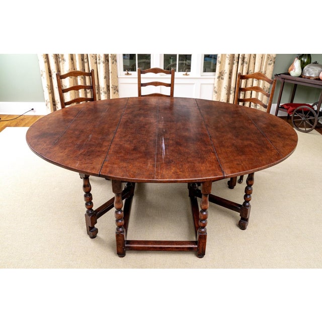 19th Century 19th Century Oversized Oval Gate-Leg Drop Leaf Oak Dining Table For Sale - Image 5 of 16