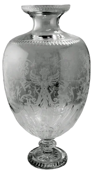 Large Italian Baroque Style Crystal Vase with Engravings, 1983