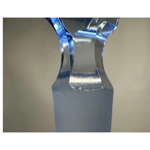 Glass Art Deco Czech Crystal Perfume Bottle with Blue Stopper For Sale - Image 7 of 10