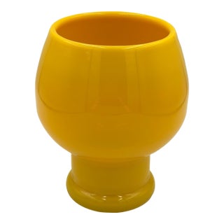Erik Höglund Scandinavian Polished Yellow Art Glass Bulbous Vase MCM #H1682/160 For Sale