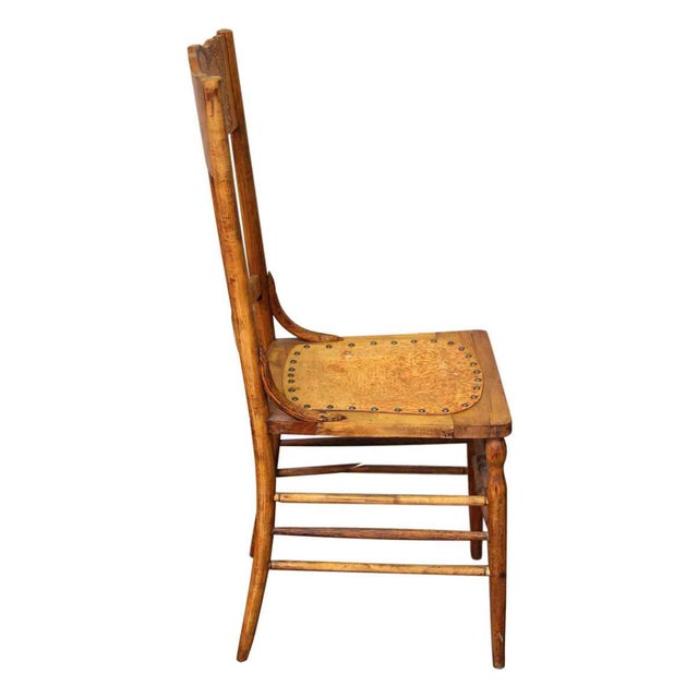 French Country Leather & Wood Dining Chairs a Pair Chairish