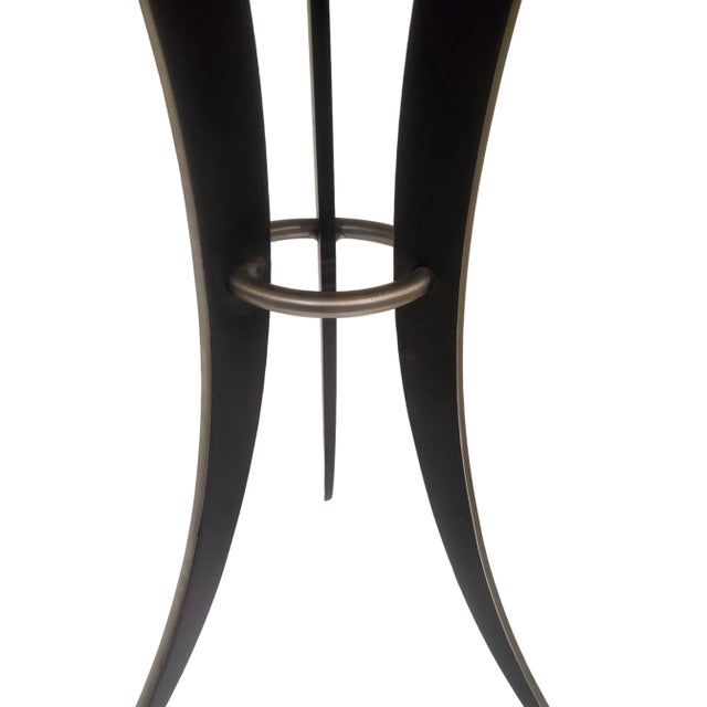 1970s Minimalist Steel and Ebonized Wood Circular Table W/Tripodal Legged Base For Sale - Image 11 of 12