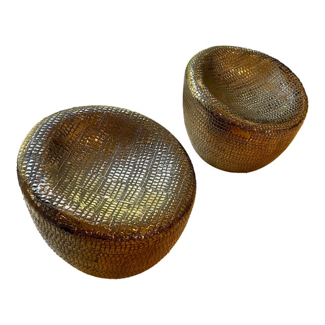 1980s Modern Ceramic Textured Stool, Two Available For Sale