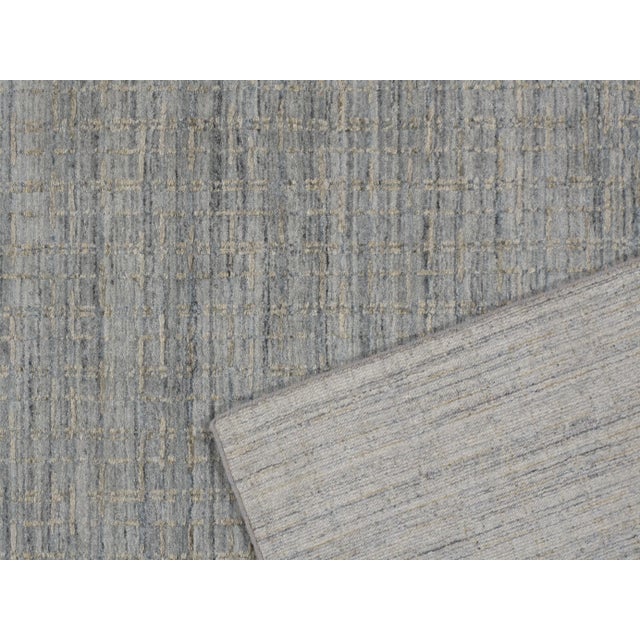 Simplicity Blue Beige Contemporary Handwoven Rug 8ft X 10ft For Sale - Image 9 of 10