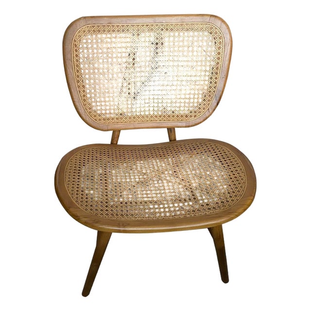 Andrianna Shamaris Rattan and Teak Wood Chair For Sale