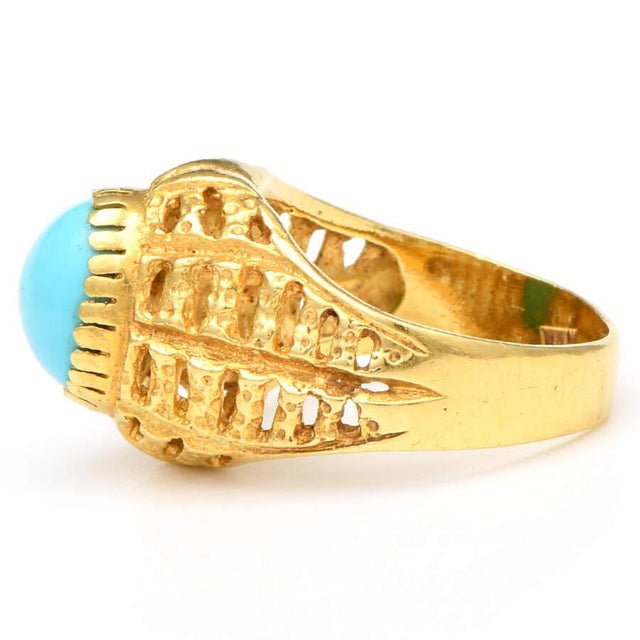 Contemporary 18KY Dyed Quartz Ring, size 6.5 For Sale - Image 3 of 5