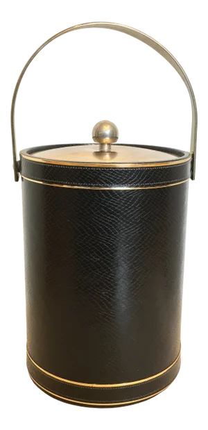 Vintage Mid Century Tall Faux Leather Ice Bucket