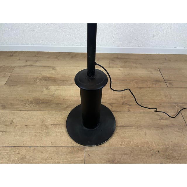 Floor Lamp in Black Metal and Glass Disc, 1950s For Sale - Image 4 of 9