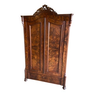 19th Century Walnut Crested Cupboard For Sale
