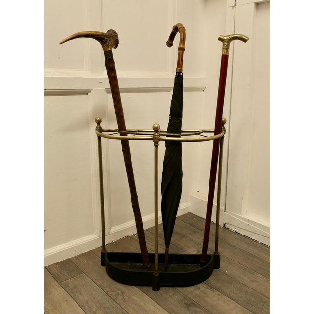 Curved Brass & Iron Umbrella Stand, 1880s For Sale - Image 6 of 8