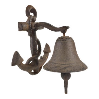Nautical Cast Iron Ship Boat Bell With Anchor Wall Mounting Bracket For Sale