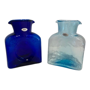 2 Cobalt and Light Blue Blenko 384 Bottles