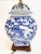 Chinoiserie Vintage 1920s Chinese Blue and White Ginger Jar Lamp With Shade For Sale - Image 3 of 11