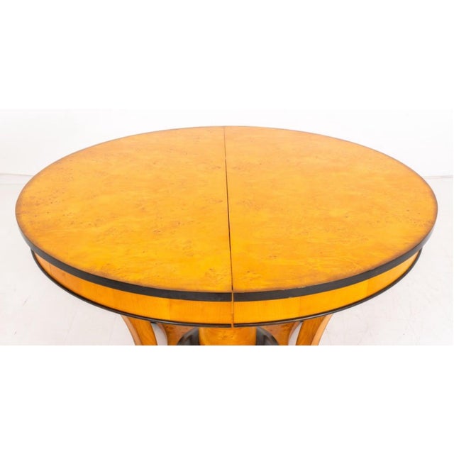 Biedermeier Style Birch and Parcel Ebonized Extending Circular Dining Table For Sale - Image 9 of 9