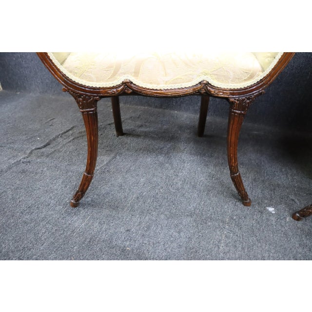 Yellow Chinese Chippendale Style Fireside Chairs-Pair For Sale - Image 8 of 12