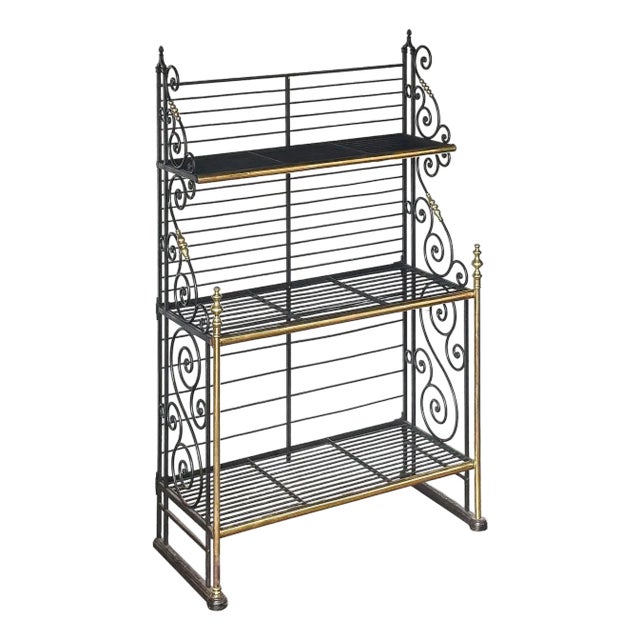Large French Boulangerie Stand or Baker's Rack of Wrought Iron and Brass For Sale