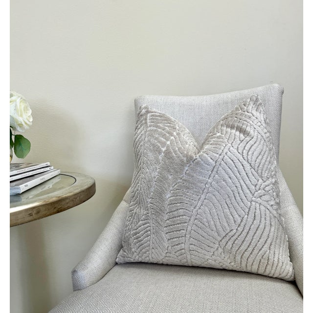 Textile Vanilla Leaves 22x22 Velvet Throw Pillow With Feather Down Insert For Sale - Image 7 of 7