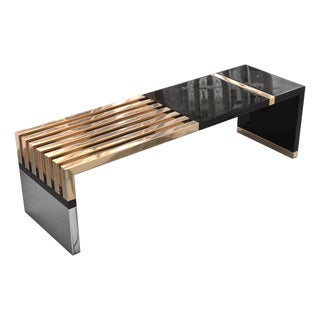 "Stabilità" Bench With Bronze and Stainless Steel, Hand-Crafted For Sale
