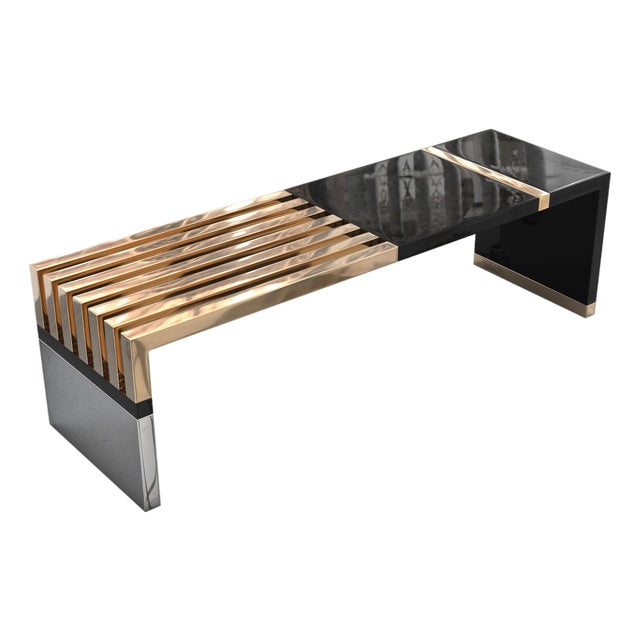 "Stabilità" Bench With Bronze and Stainless Steel, Hand-Crafted For Sale