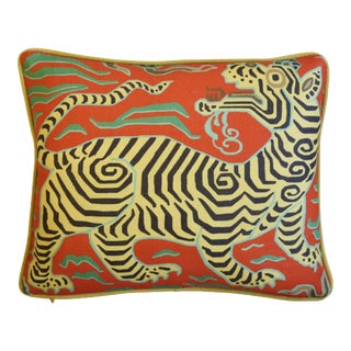 Clarence House Tibet Dragon Chinoiserie Asian Feather/Down Pillow 17" X 14" For Sale