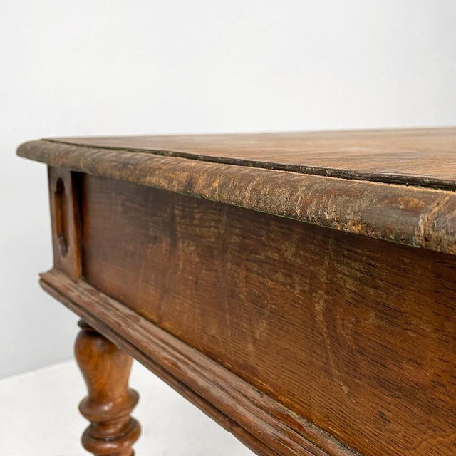Italian Wooden Table with 2 Drawers and Turned Legs, 1800s For Sale - Image 11 of 18