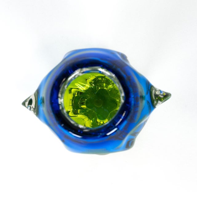 1960s Czech Art Glass Blue-Green Vase by Chribska Glassworks For Sale - Image 9 of 9