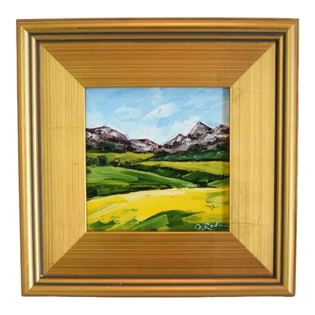 Impressionist Plein Air Scenic Landscape Oil Painting. Displayed in an Antiqued Gold Wood Frame. For Sale