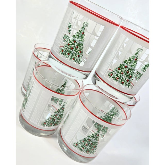 Farmhouse Christmas Tree Double Old Fashioned Glasses- Set of Eight For Sale - Image 3 of 11