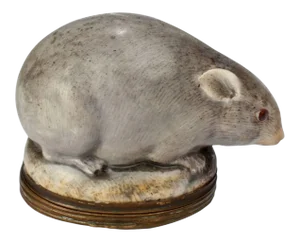 Antique 18th Century Mennecy Figural Mouse Snuff or Patch Box