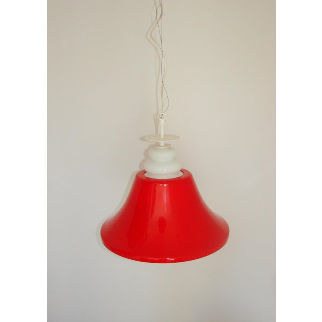Glass Space Age Pendant Light in Red Glass, 1970s For Sale - Image 7 of 11