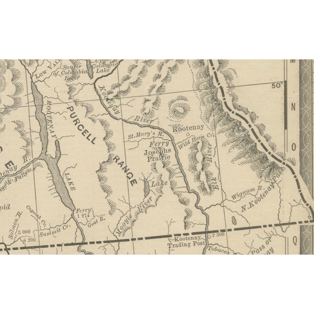 Antique Map of British Columbia, 1888 For Sale - Image 4 of 12