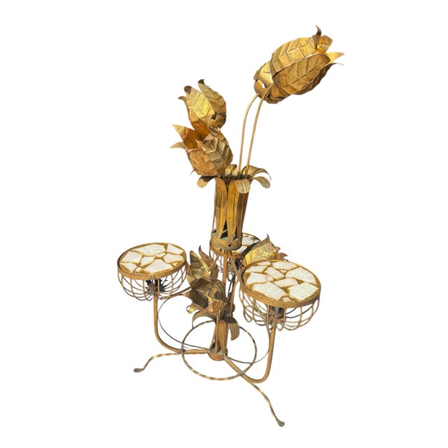 Gold 1960s Hollywood Regency Style - Glamorous, Gorgeous, Golden Lotus Floor Lamp For Sale - Image 8 of 12