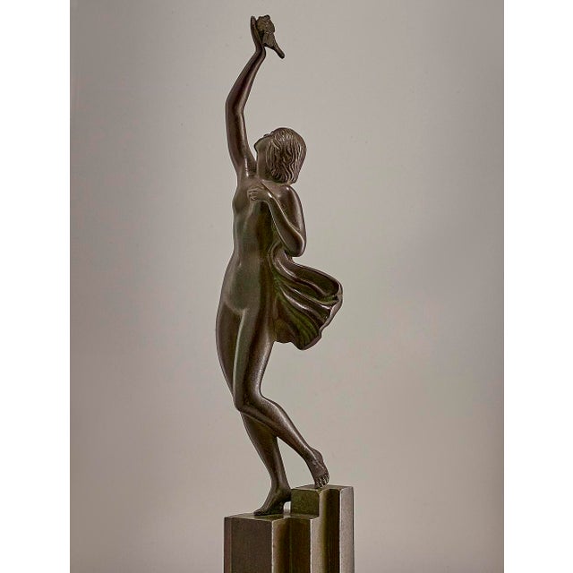 Pierre Le Faguays, Nude Woman with a Dove, 1930, Bronze & Marble For Sale - Image 10 of 10