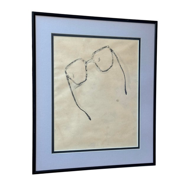1980s Drawing of Glasses, Framed For Sale - Image 4 of 7